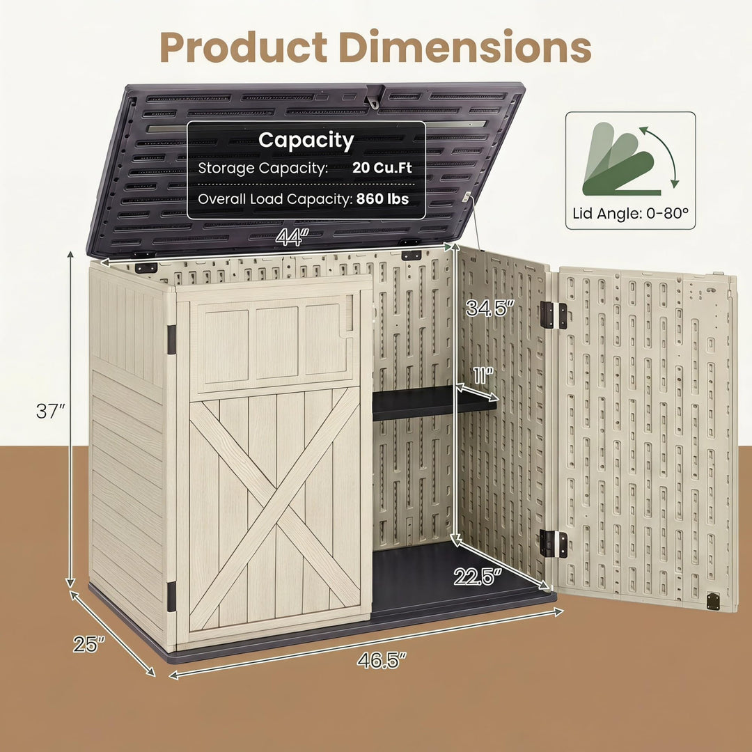Giantex 20 Cu.Ft Outdoor Storage Cabinet with Adjustable Shelf