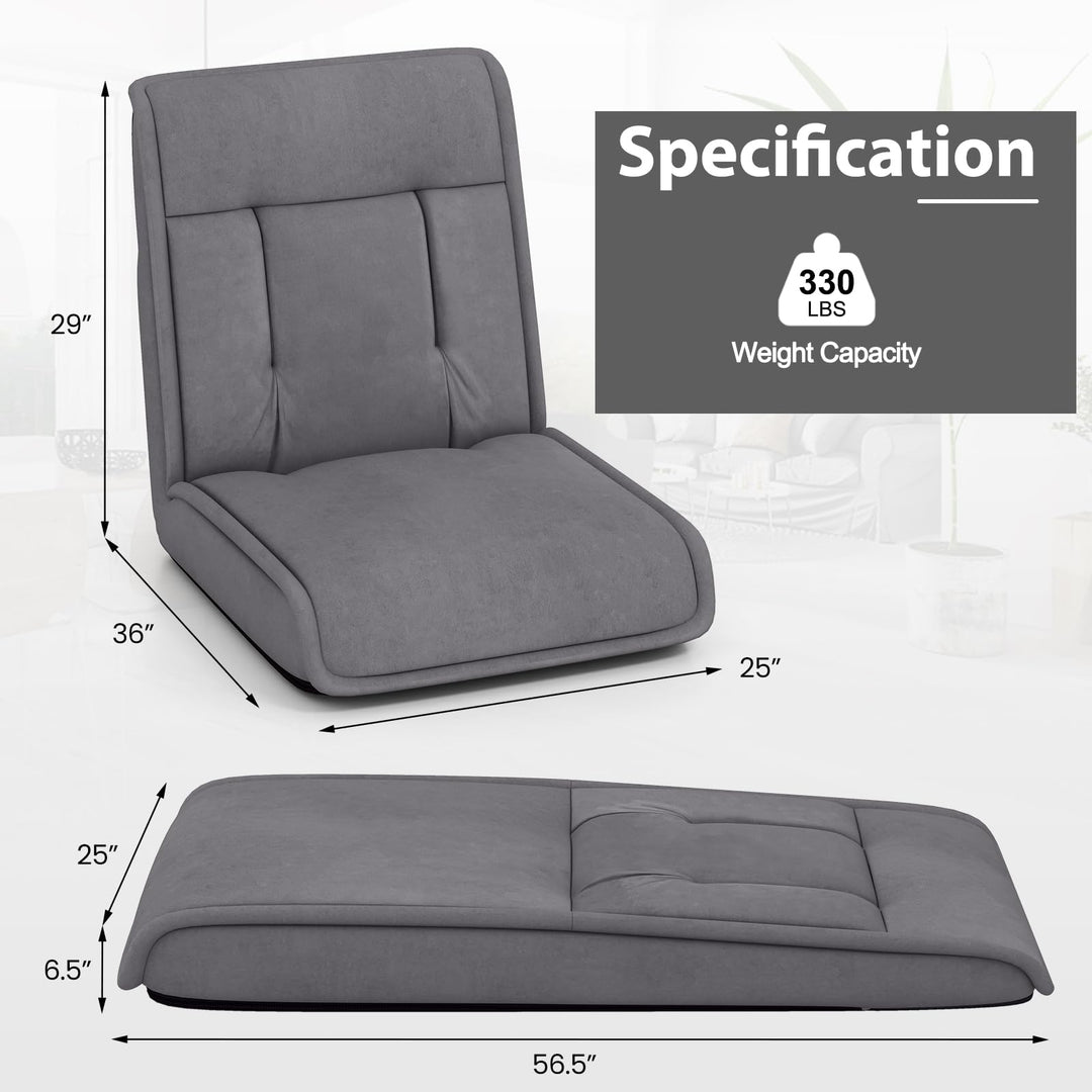 Giantex Floor Chair, Lazy Sofa with 14-Poistion Adjustable Backrest &amp; 5-Position Adjustable Headrest, Padded Sleeper Bed