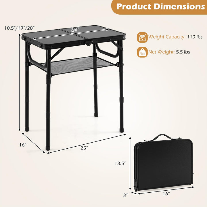 Giantex 2 FT Folding Camping Table Max 28" with 3 Adjustable Heights