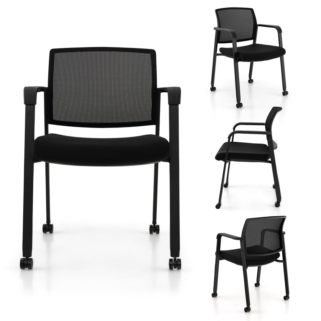 Giantex Waiting Room Chair Set, Rolling Office Desk Chairs with PU Wheels (2 / 4 / 6 / 8 / 10 / 12 Pack Options)