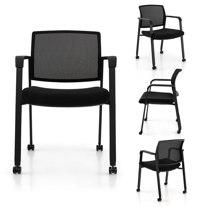 Giantex Waiting Room Chair Set, Rolling Office Desk Chairs with PU Wheels (2 / 4 / 6 / 8 / 10 / 12 Pack Options)