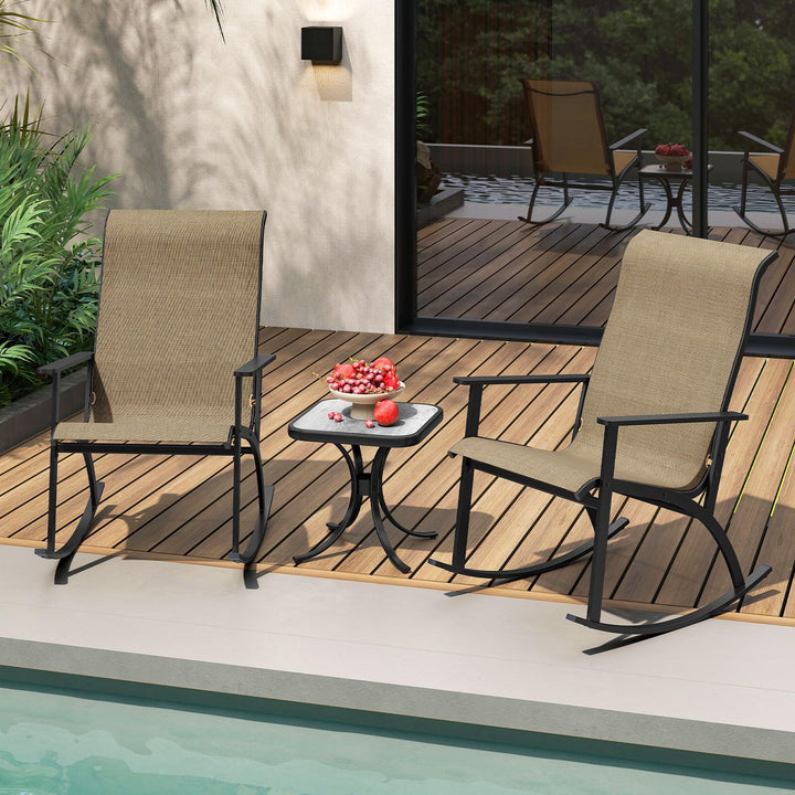 Giantex 3 Piece Rocking Bistro Set with 2 Rocking Chairs &amp; Coffee Table