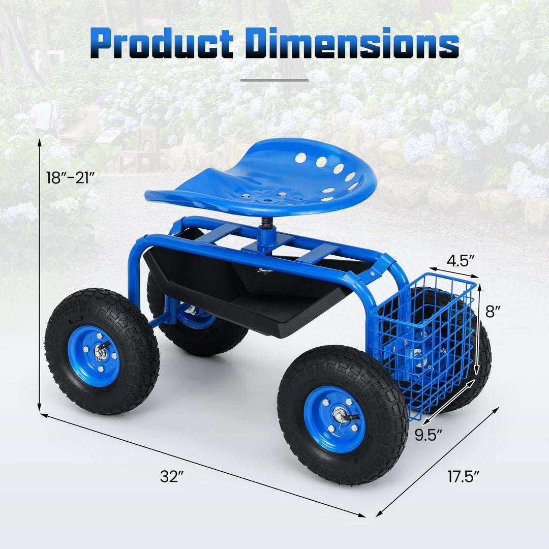 Giantex Garden Cart Rolling Tray Gardening Planting with Work Seat