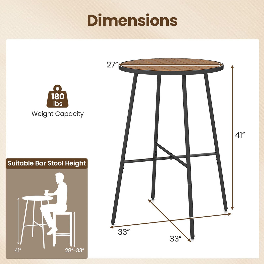 Giantex 41-inches Patio Bar Table Acacia Wood Pub Table