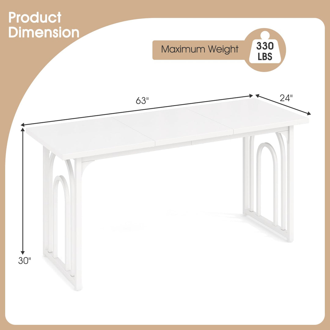 Giantex 63"x24" Large Kitchen Table with Heavy Duty Arched Metal Legs