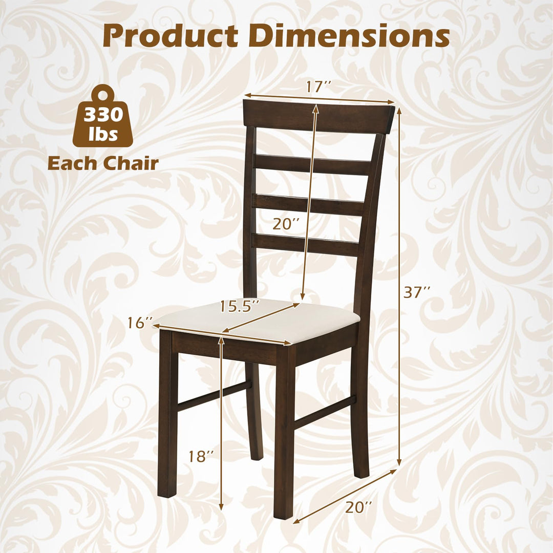 Giantex Upholstered Fabric Kitchen Chairs with Rubber Wood Frame