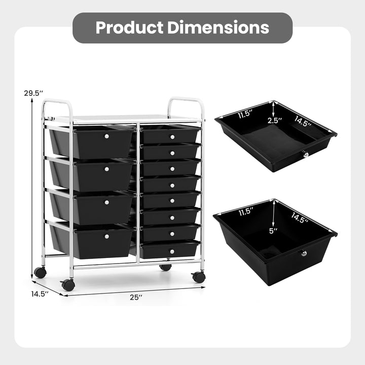 Giantex 12 Drawer Rolling Cart with Drawers Storage Organizer Cart