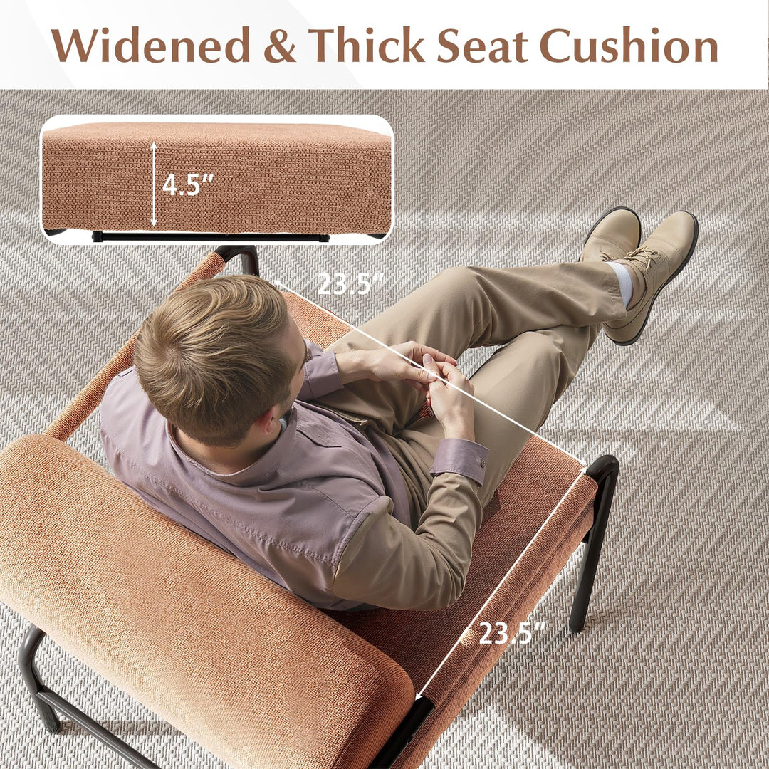 Giantex Velvet Upholstered Living Room Chair with Thickened Backrest &amp; Metal Armrests