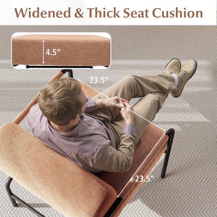 Giantex Velvet Upholstered Living Room Chair with Thickened Backrest &amp; Metal Armrests