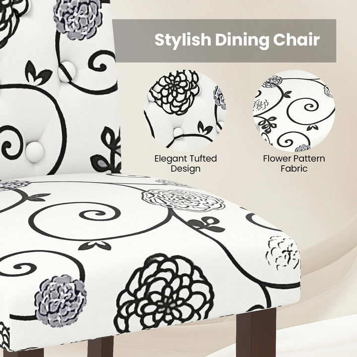 Giantex Tufted Dining Chairs Set of 2/4 Upholstered Kitchen Chairs w/Padded Seat &amp; High Backrest