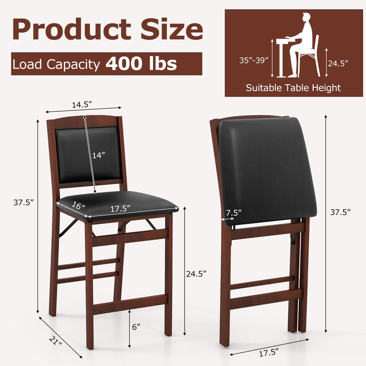 Giantex Folding Counter Height Bar Stools Set of 2/4, 24.5" Farmhouse Barstools w/Padded Back &amp; Seat