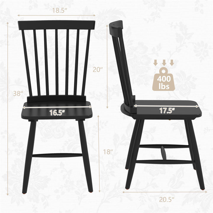 Giantex Windsor Dining Chairs Set of 2/4 Black, w/Wide Seat &amp; Spindle Back, Max Load 400 Lbs