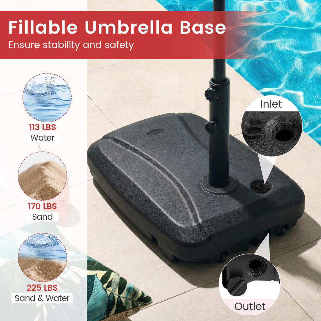 Giantex Fillable Cantilever Umbrella Base with Wheels(225 lbs)