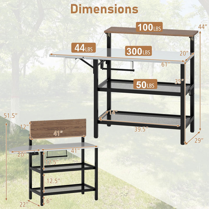 Giantex Outdoor Bar Table with Flip-Up Top &amp; Foldable Side Table