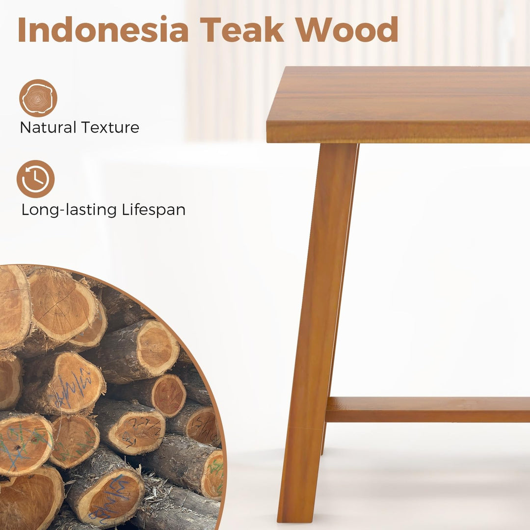 Giantex Teak Shower Bench, Waterproof Shower Stool for Shaving Legs &amp; Spa Bath, Smooth Seat