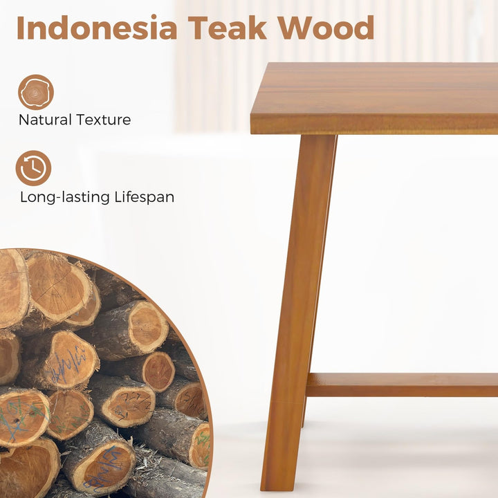 Giantex Teak Shower Bench, Waterproof Shower Stool for Shaving Legs &amp; Spa Bath, Smooth Seat