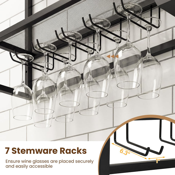 Giantex Wall Mounted Wine Rack 47” Large Floating Bar Shelves