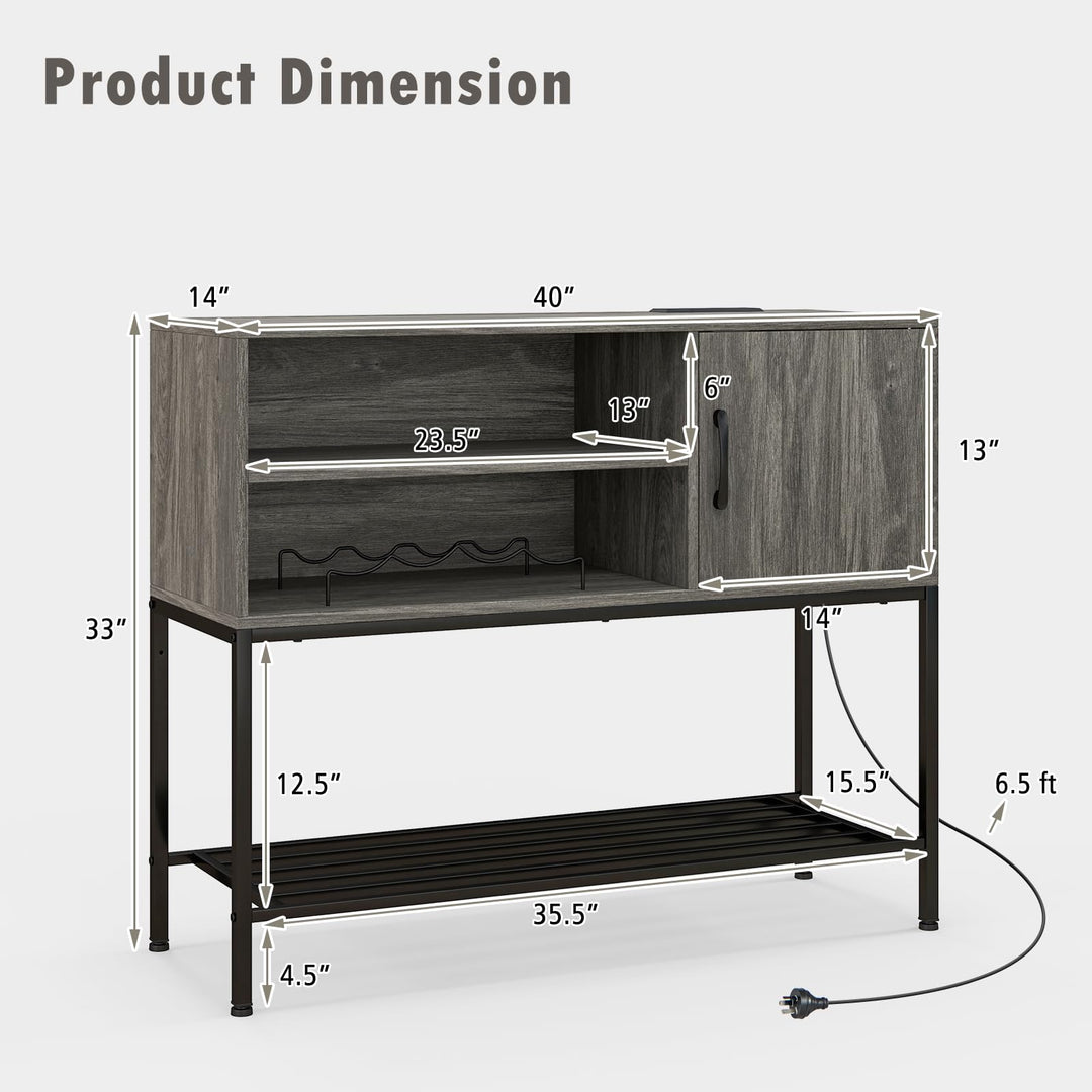 Giantex Buffet Cabinet with Power Outlets &amp; USB Ports, Wood Coffee Bar Cabinet