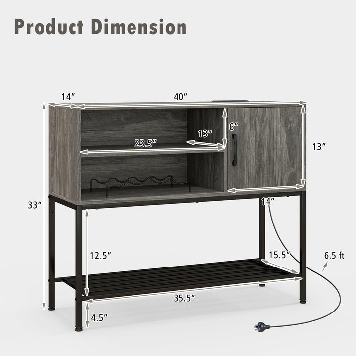 Giantex Buffet Cabinet with Power Outlets &amp; USB Ports, Wood Coffee Bar Cabinet