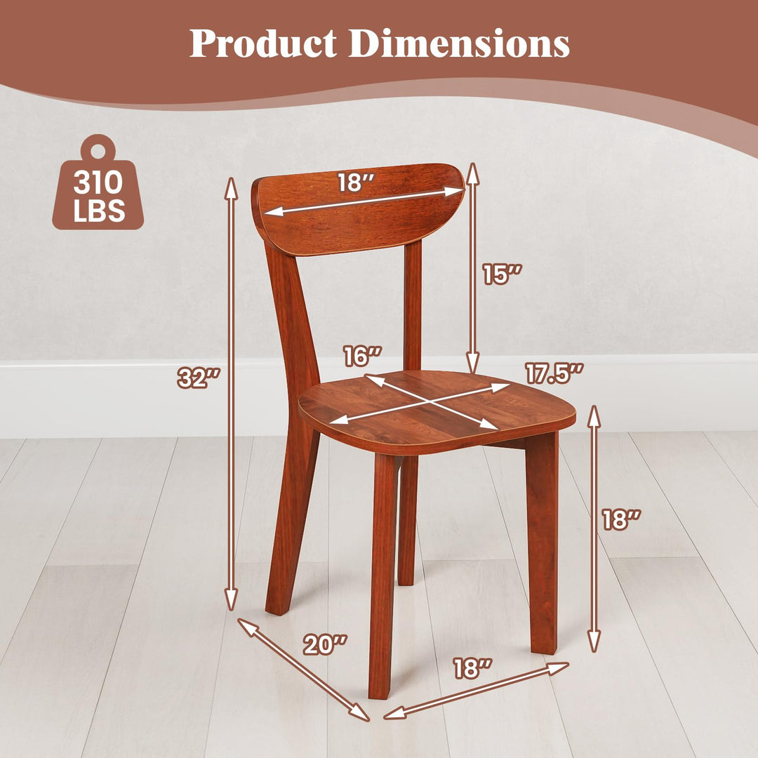 Giantex Wooden Dining Chairs, Kitchen Chairs w/Curved Backrest &amp; Solid Rubber Wood Frame