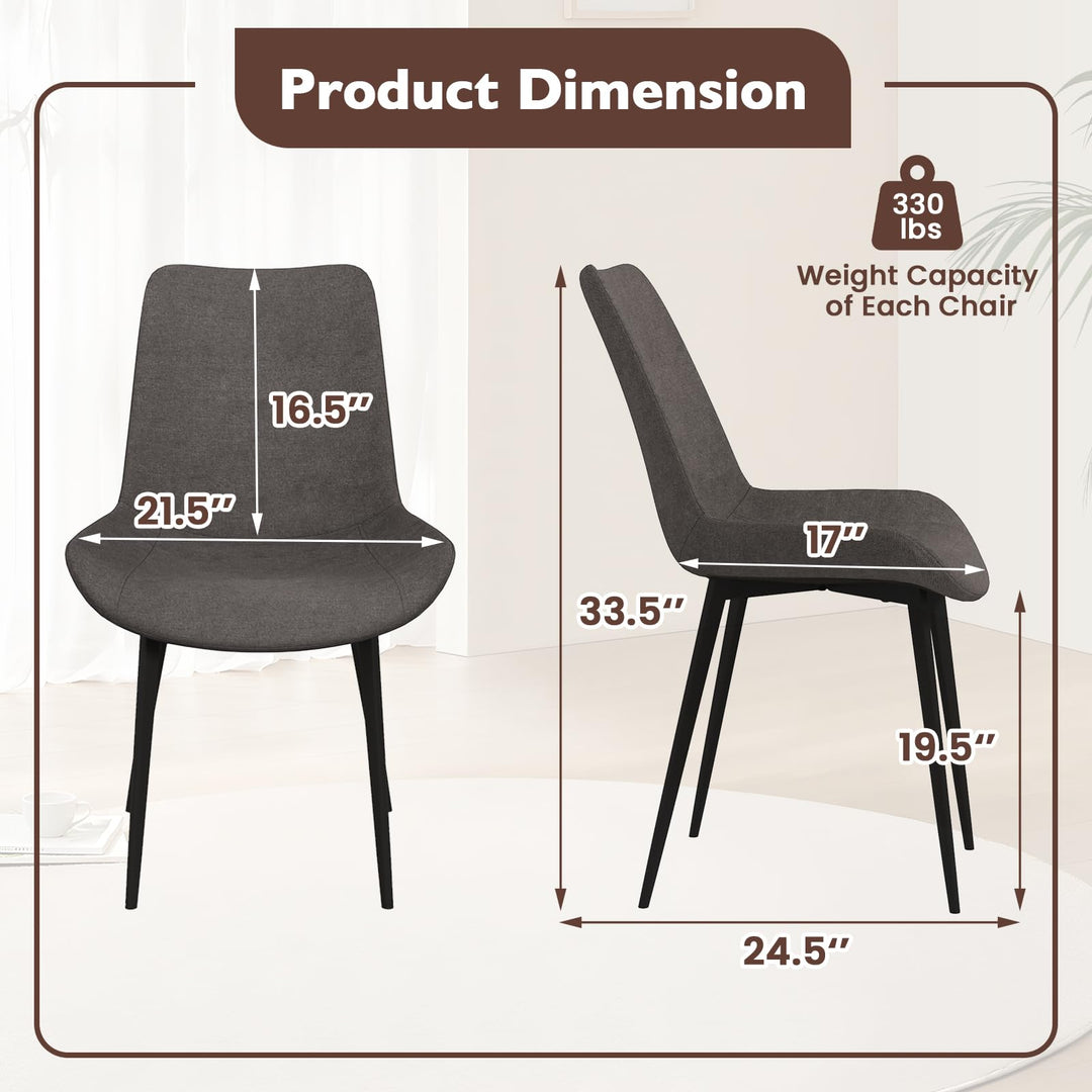Giantex Dining Chair Set of 4 Upholstered Kitchen Side Chairs w/Metal Legs Padded Seats &amp; Backs