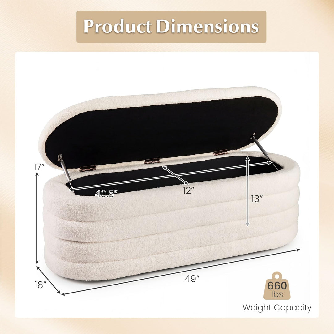 Giantex Storage Ottoman Bench | Upholstered Fabric End of Bed Storage Bench with 2 Safety Gas Struts