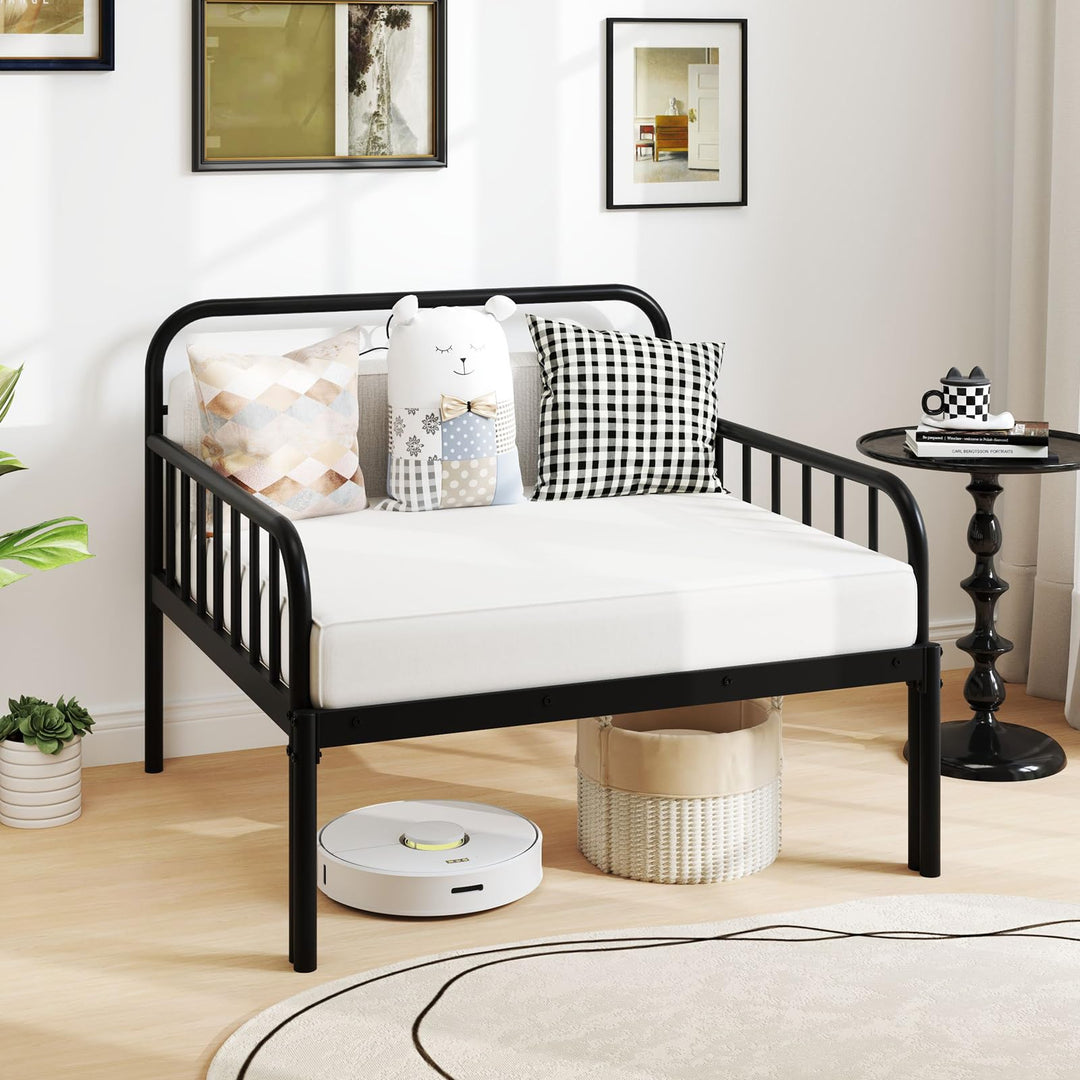 Giantex Metal Twin Bed Frame, Convertible Sofa Bed with Headboard &amp; Armrests, Pull-Out Sleeper Chair Bed