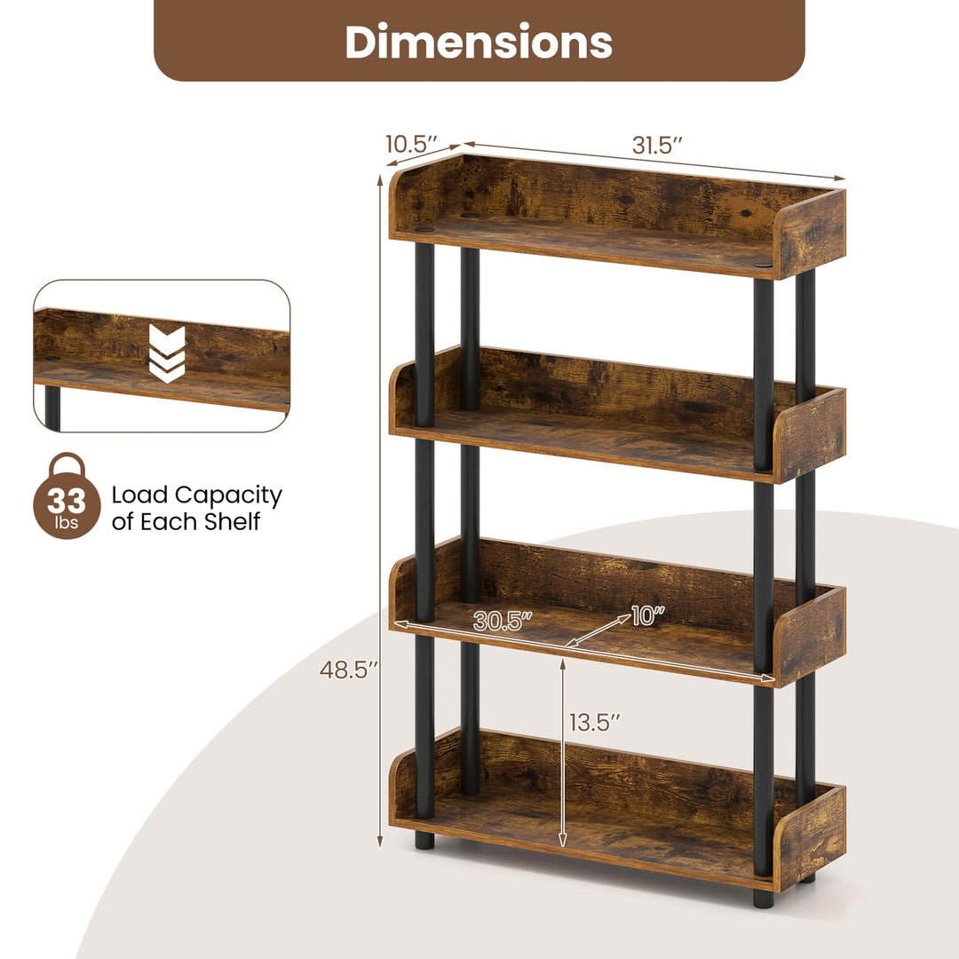 Giantex 4-Tier Freestanding Bookcase with Anti-Tipping Kit | 4 Shelf Bookcase for Living Room Bedroom Study