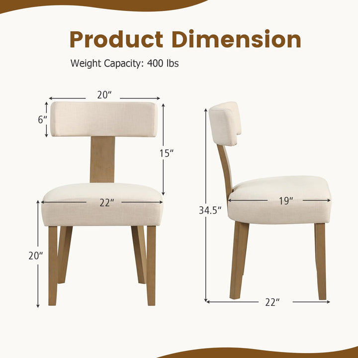 Giantex Upholstered Dining Chairs Set, Mid Century Modern Kitchen Chairs w/Curved Backrest &amp; Rubber Wood Legs