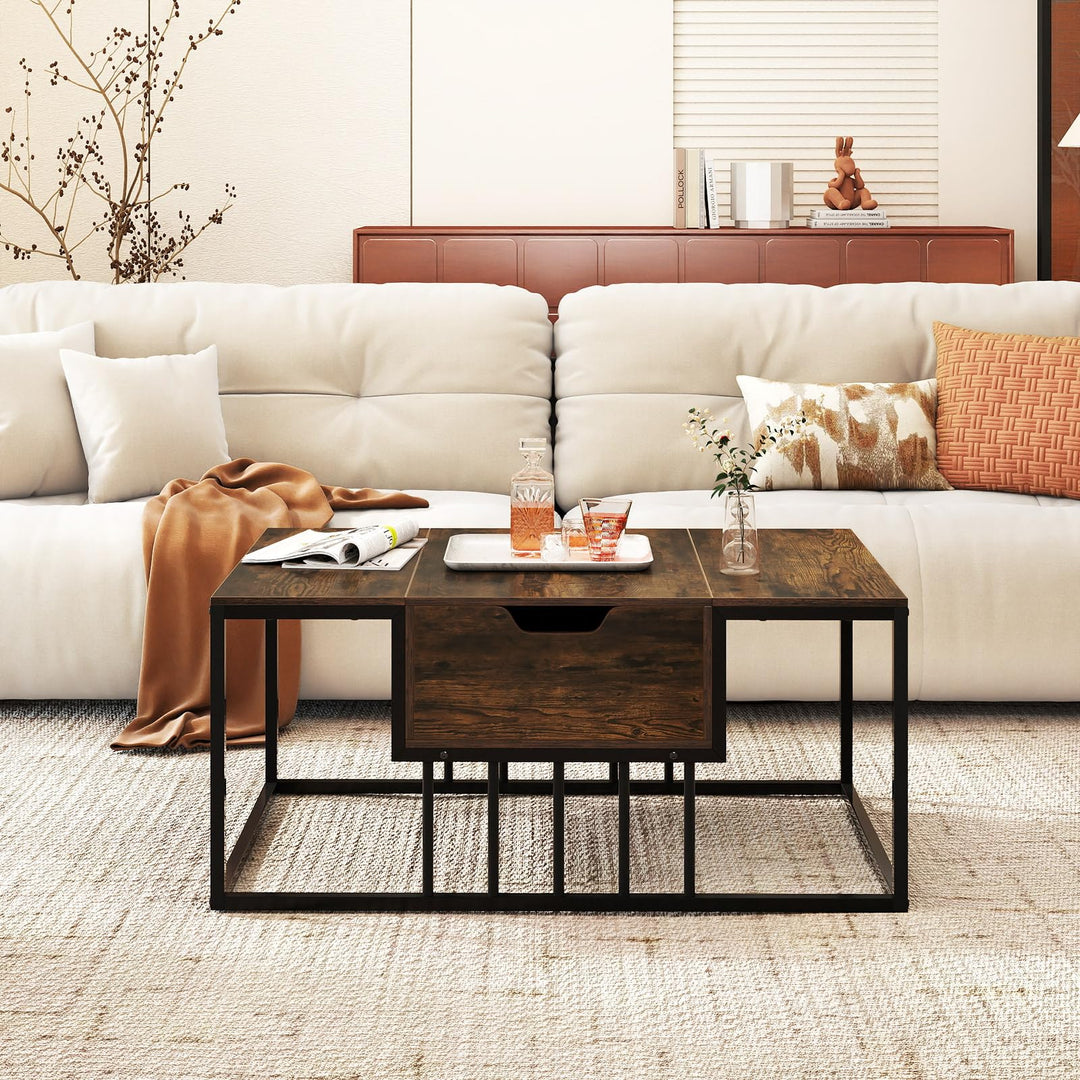Giantex Modern Center Table with Hidden Storage Compartment