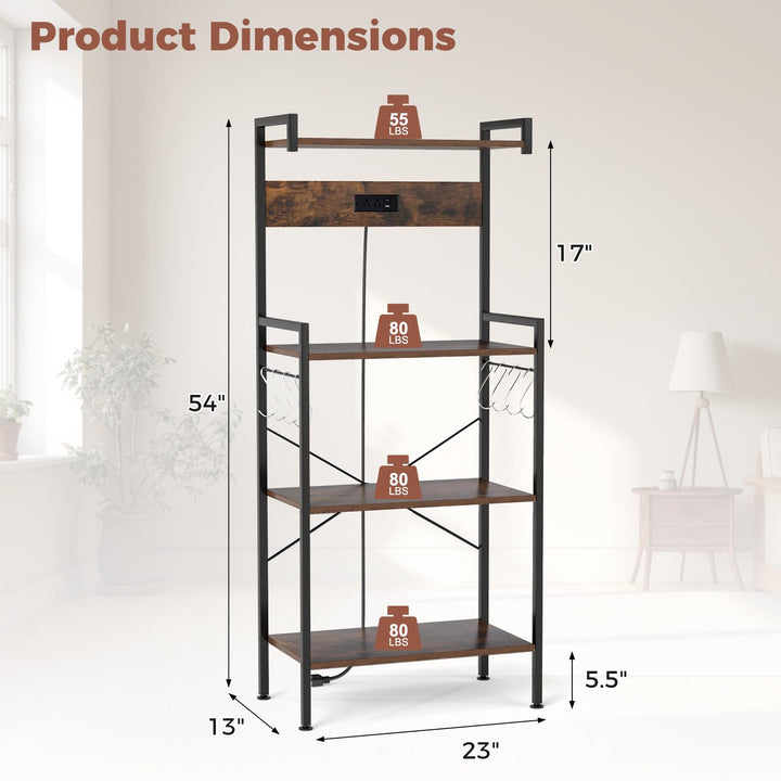 Giantex Bakers Rack with Storage 4 Tiers Shelf