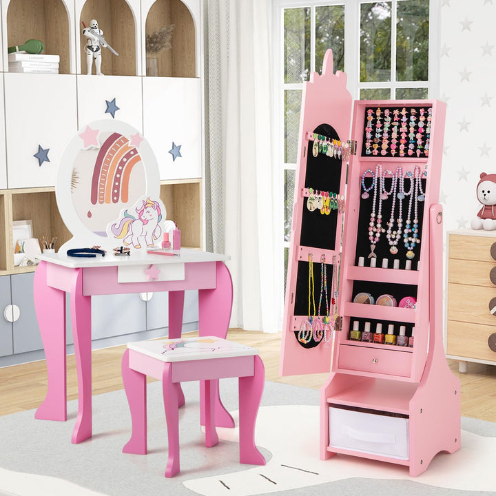 CHARMAID Kids Mirror Jewelry Cabinet - 45.5&