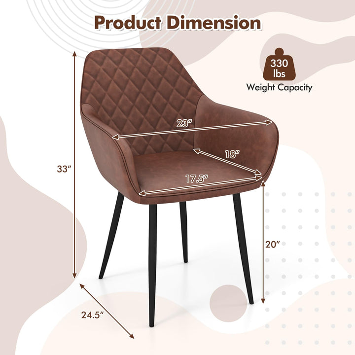 Giantex Mid Century Modern Dining Chairs Set of 2/4, Upholstered Accent Chairs w/Curved Backrest, Wide Seat &amp; Armrests