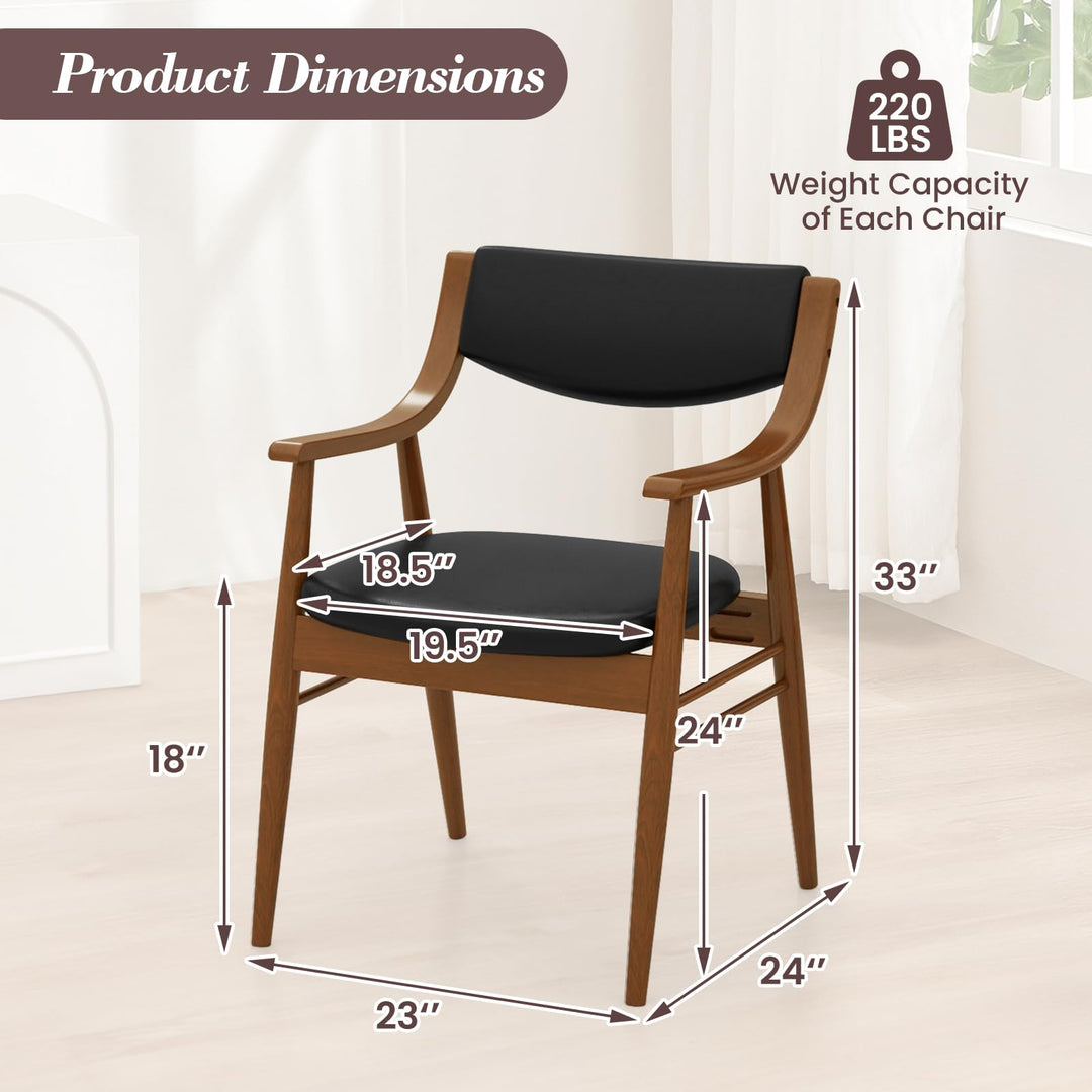 Giantex Wooden Dining Chairs Set of 2/4, PU Leather Upholstered Kitchen Chairs w/Padded Seat &amp; Back