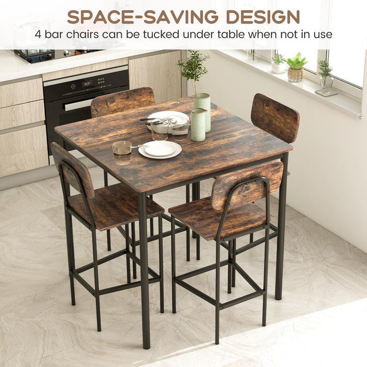 Giantex 5-Piece Dining Table Set W/Counter Height Table &amp; 4 Bar Stools