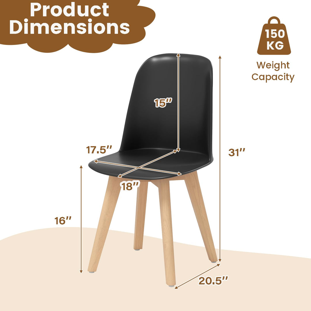 Giantex Modern Dining Chairs Set of 2/4 Armless Kitchen Chair w/Solid Beech Wood Legs