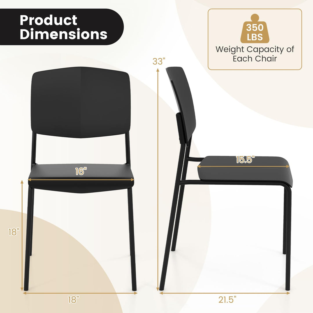 Giantex Stackable Dining Chairs Set, Modern Kitchen Chairs w/Metal Legs &amp; Curved Back, Load up to 350 LBS