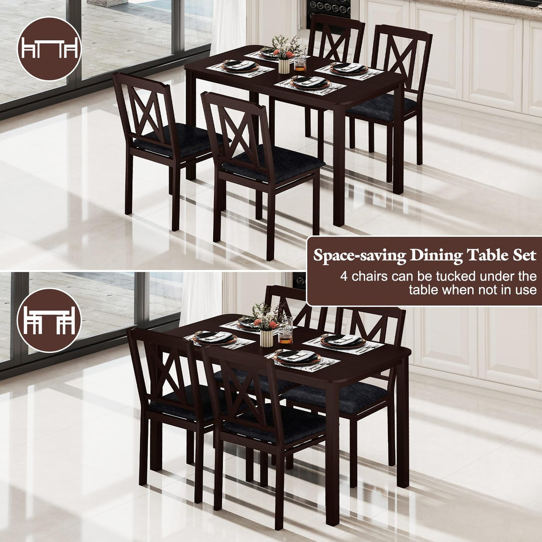 Giantex 5-Piece Dining Table Set for 4, 47" Rectangular Kitchen Table &amp; 4 Chairs