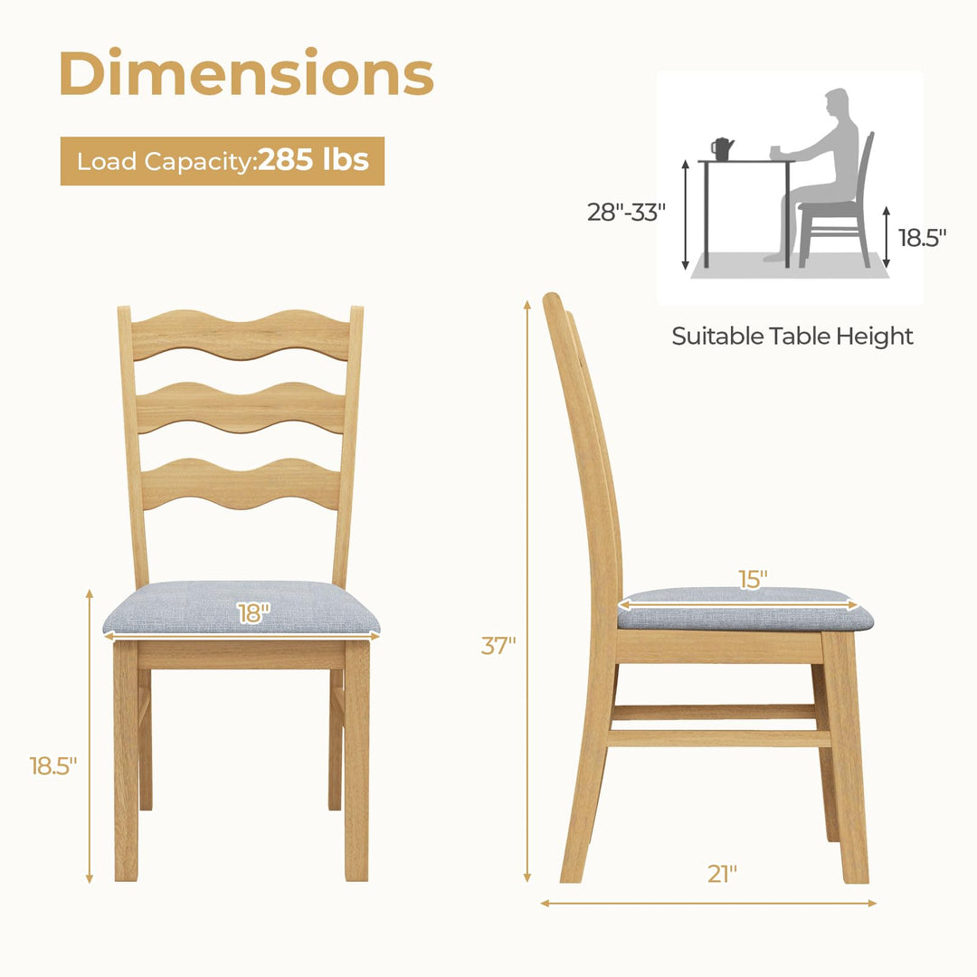 Giantex Wooden Dining Chairs Set of 2/4, Rubber Wood Kitchen Chair with Padded Seat &amp; Hollowed Backrest