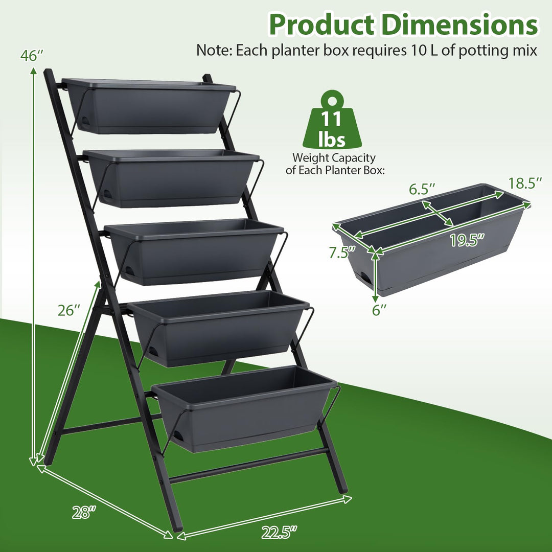 Giantex 5-Tier Vertical Garden Planter Set 1/2 Raised Garden Bed w/Drainage