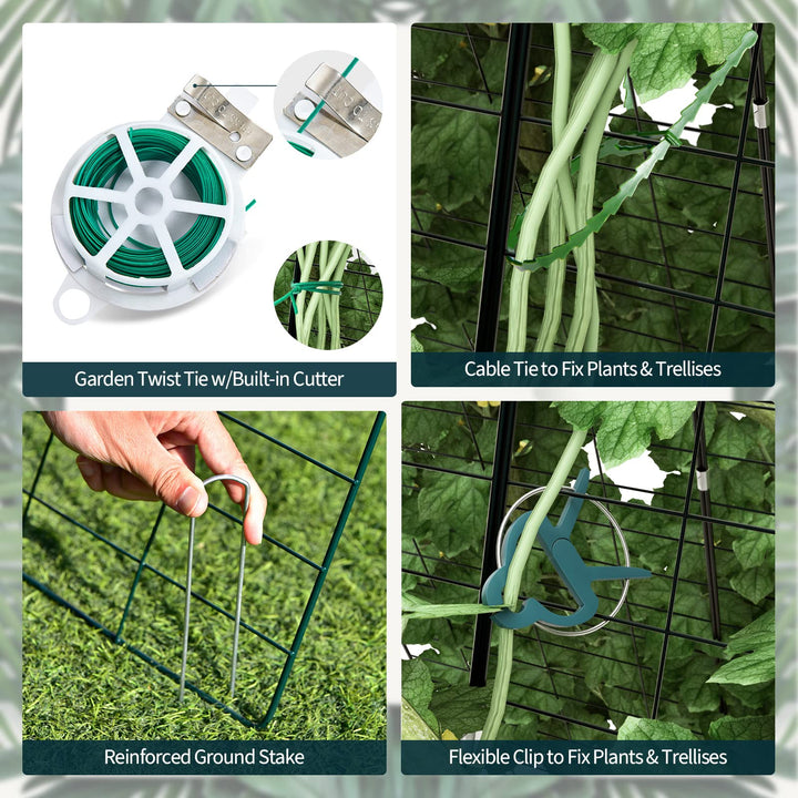 Giantex 4 Panels Cucumber Trellis A-Frame Garden Trellis for Plant Climbing