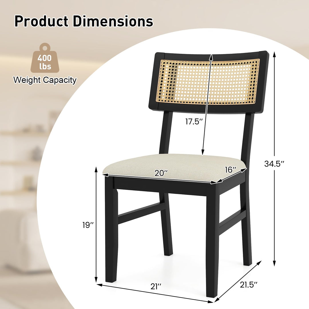 Giantex Fabric Upholstered Dining Room Chairs w/Padded Seat Rubber Wood Legs &amp; Curved Backrest