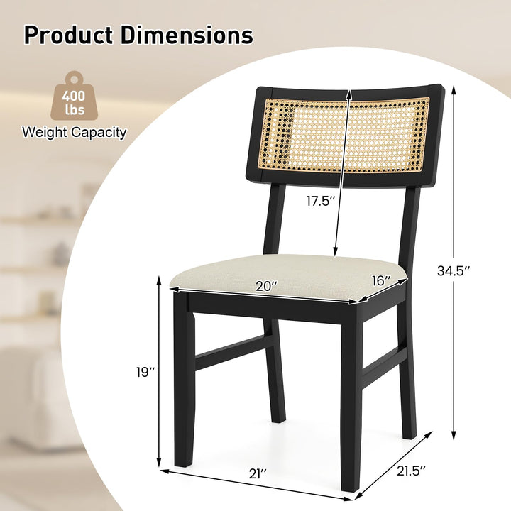 Giantex Fabric Upholstered Dining Room Chairs w/Padded Seat Rubber Wood Legs &amp; Curved Backrest
