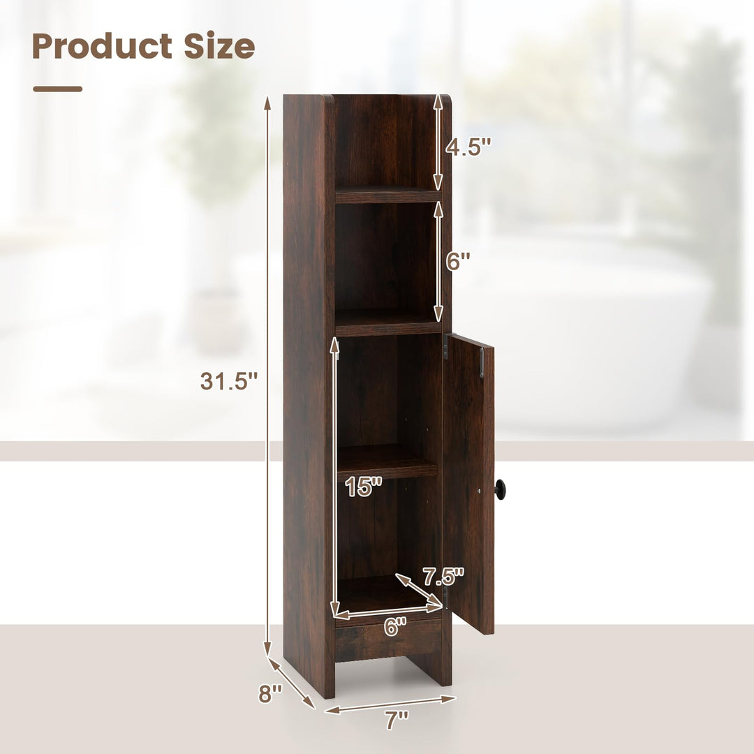 Giantex Slim Bathroom Cabinet with 3 Level Adjustable Shelf &amp; Anti toppling Design