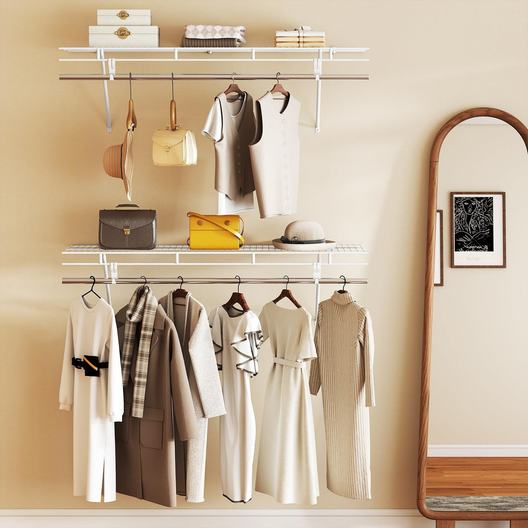 Giantex 4 ft x 12” Metal Wire Storage Shelf &amp; Clothes Rod Organizer