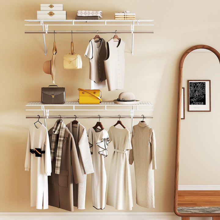 Giantex 4 ft x 12” Metal Wire Storage Shelf &amp; Clothes Rod Organizer