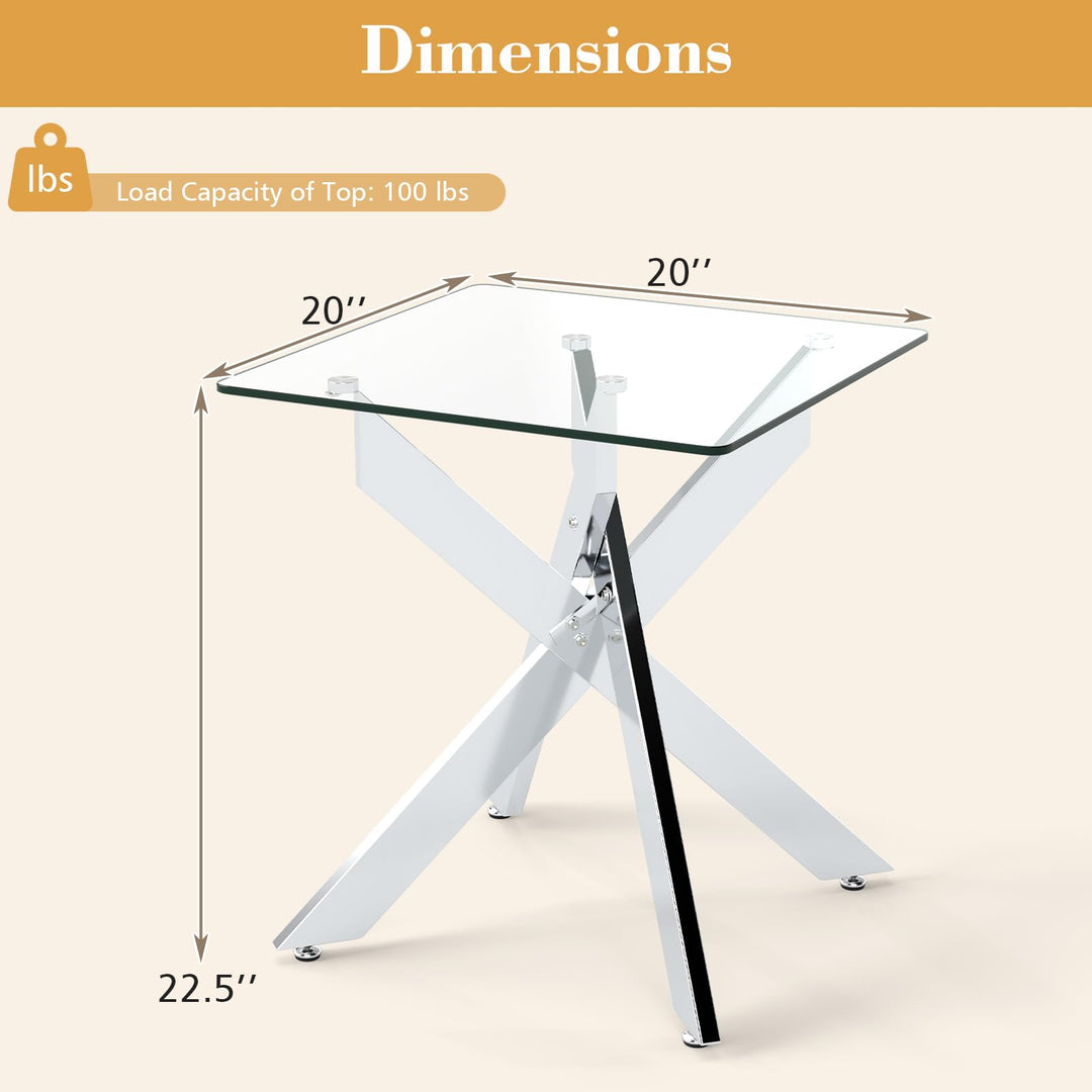Giantex Glass Side Table Square Sofa Couch End Table
