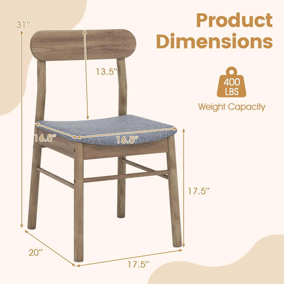Giantex Fabric Upholstered Kitchen Chairs with Rubber Wood Frame and Padded Curved Seat