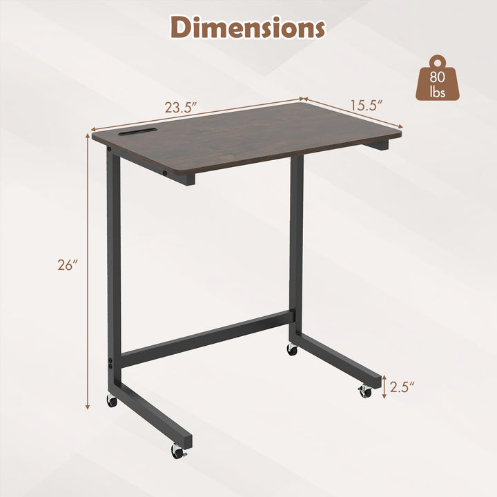 Giantex C-Shaped End Table with Wheels for Living Room Bedroom