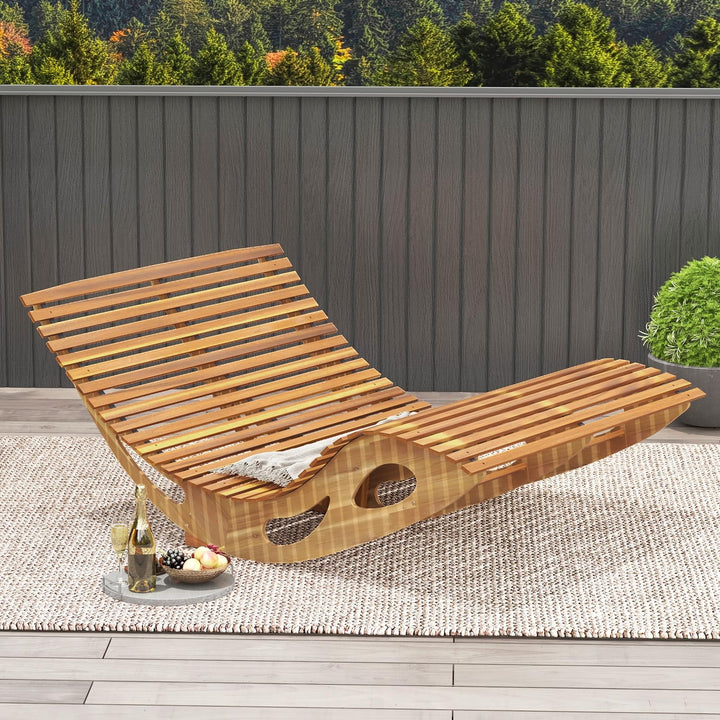 Giantex Extra-Large Dual Outdoor Rocking Chair, Acacia Wood Patio Lounge Chair with Ergonomic Curved &amp; Slatted Seat